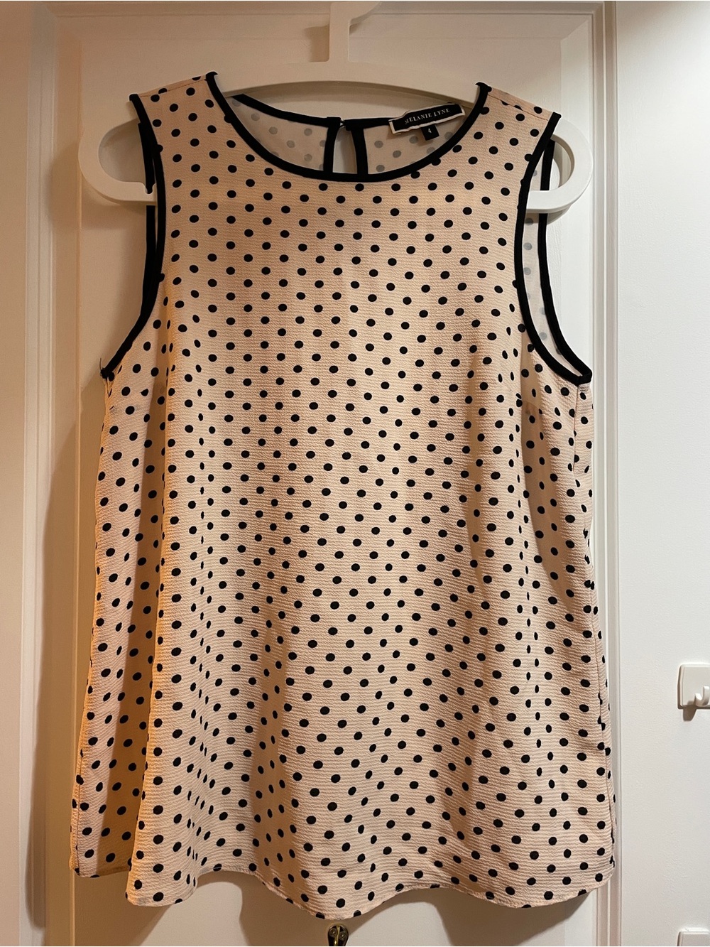 A.L.C. Pink Polka Dot Sleeveless Camisole with Black Trim